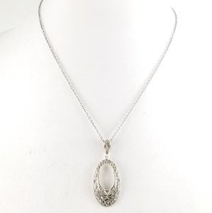 Suspicion Sterling Marcasite Oval Pendant w/Chain